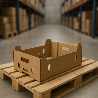 Čvrsta kartonska ambalaža za poljoprivredne proizvode u magacinskom prostoru